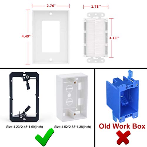 image for VCE 2-Pack Single Brush Wall Plate Cable Pass Through Insert for Wires