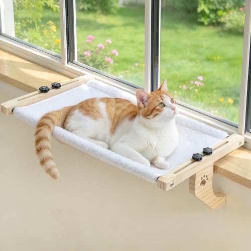 AMOSIJOY Wood Frame Cat Window Perch