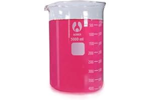 Bomex Scientific 5000ml Glass Beaker 3.3 Borosilicate Glass Double Scale Graduated…