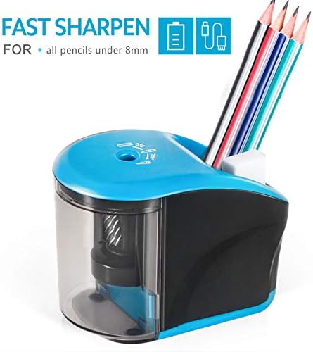 Electric Pencil Sharpener, INVOKER Auto Pencil Sharpeners Heavy Duty Helical Blade for No.2/Colored Pencils to Fast Sharpen, School Supplies for Office Classroom Home (USB Adapter Included)
