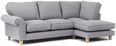 Abakus Direct | Angie 3 Seater, 2 Seater Sofa Settee, Armchair or Love Seat, Cuddle Chair in Light Grey (Corner Right)