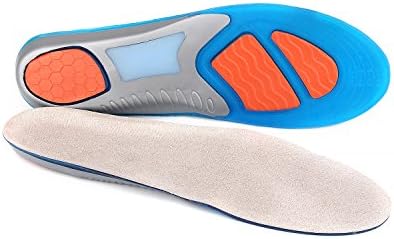 AMZMML Gel Sports Insoles US Size 5 - 12.5 Suitable for Work Boots Hiking Running Trainers Foot Support Heel Shoe Inserts Gel Massaging (EU 41-45/ US 7.5-11.5, Grey-3)