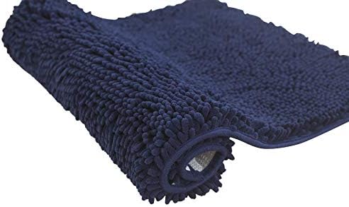 Bathroom Rug Mat 20" x 30" Navy Luxury Chenille Bath Mat Super Absorbent Bath Rug Machine Washable Perfect Plush Carpet for Shower, Bath Room, Bedroom and Kitchen (20" x 30", Navy)