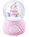 Musical Unicorn Snow Globe for Kids, 100mm Resin Glitter Music Box with Multiple Tunes, Gift for Girls - Pink