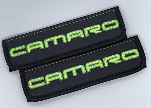 RS Car Interior Chevrolet Camaro Black Leather Seat Belt Covers Embroidered Logo Shoulder Pads