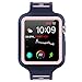 ZYTX Compatible with Apple Watch Band 40mm, Silicone Band with Shock-Proof and Shatter-Resistant Protective Case Replacement for Apple Watch Series 4 (Midnight Blue/Vintage Rose)