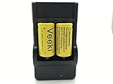 Rechargeable CR123A Battery, Veeki RCR123A 3.7V 750mAh Protected Li-ion 8Pcs 16340 Batteries for High Drain Device (8PC+CHARGER)