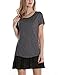 Timeson Tunic Shirt, Women's Short Sleeve Round Neck Legging Tops Flowy Chiffon Hem Mid-Length Tshirt Dresses Dark Grey X-Large