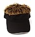 Flair Hair Men's Velcro Hat Cap Visor (Black w/ Brown Hair)