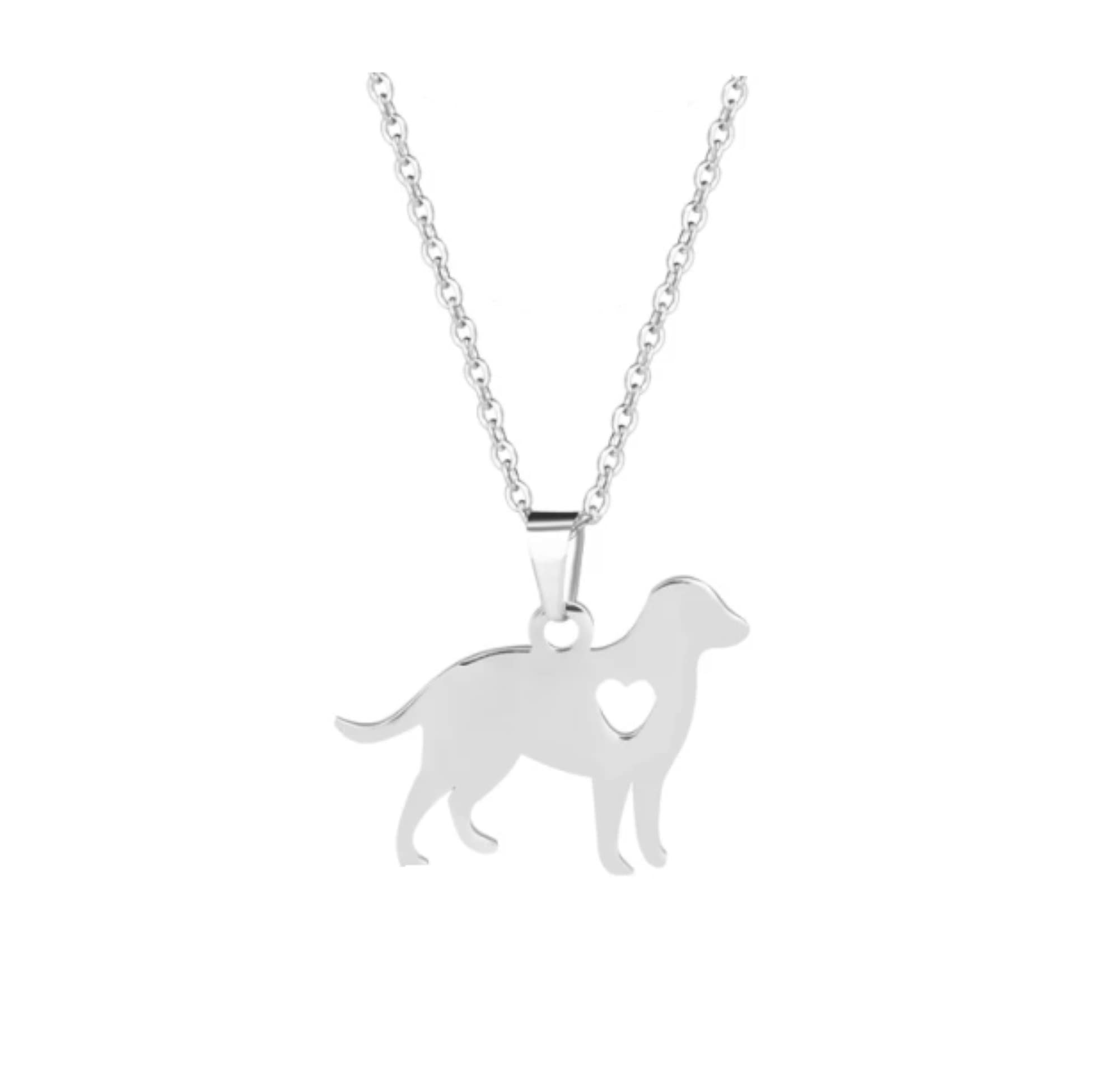 CrownOfRibbons Labrador Retriever Dog Necklace, Puppy Pet Lover Gift, Stainless Steel in an Organza Bag