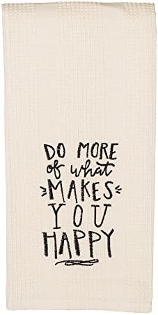 The Country House Collection Do More What Makes You Happy 19 x 28 All Cotton Embroidered Waffle Kitchen Towel