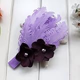 Lovely Cotton Girls Baby Light Purple Feather Hairband Black Flower Headband