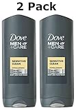 Dove Men + Care Body and Face Wash, Sensitive Skin, 18 Ounce (Pack of 2)