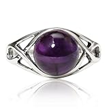 925 Sterling Silver Genuine Purple Amethyst Celtic Knot Triquetra Trinity Knot Ring