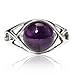 Chuvora 925 Sterling Silver Genuine Purple Amethyst Celtic Knot Triquetra Trinity Knot Ring - Size 8