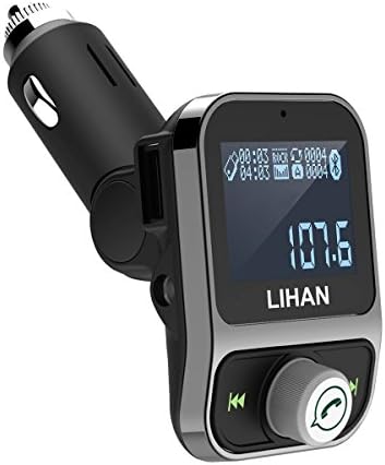 Wireless Hands Free Car Bluetooth FM Transmitter,1.44" LED Display Charger Adapter with 2 USB /TF /3.5MM Aux Out Jack compatible for IOS iphone ipod,Android Mobile (Gun Color)
