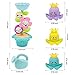 Lydaz Bath Toys Set, Kids Flower Waterfall Water Station, Stacking Cups and Watering Can Plus Bath Toy Organizer, 6 PCs Bathtub Bathtime Toys for Baby Toddlers 1 2 3 Year Old