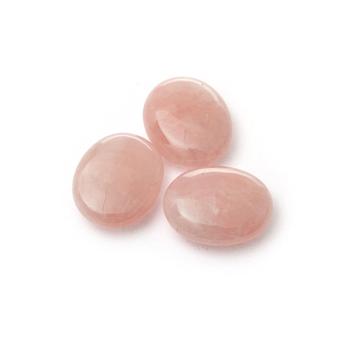 Natural Crystal Reiki Healing Quartz Mini Palm Thumb Worry Stone (Set of 2)(Rose Quartz)