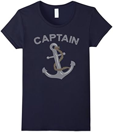 Womens Boat I am the Captain Summer Nautical Anchor Funny Shirt XL Navy