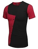 COOFANDY Men's Casual Slim Fit Short Sleeve Stitching Button T Shirts Cotton Shirts
