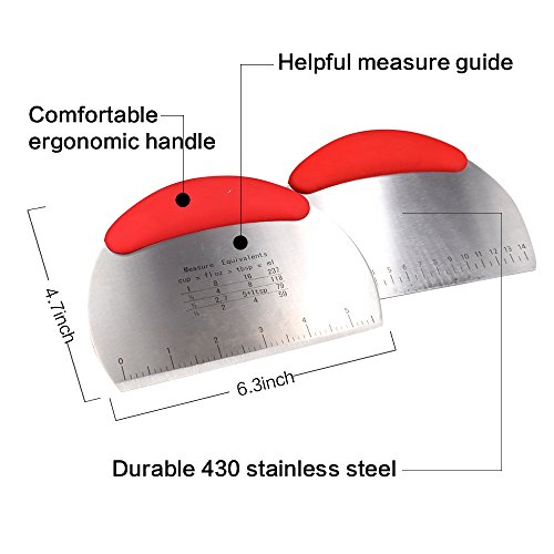 Silicone Baking Mat & Dough Cutter Pack (Set of 2) - Nonstick Pastry Mat with Measurements 23.6''×15.7'' for Chef Baking and Cookie/Bread/Pizza Silver Gray Stainless Steel Dough Scraper