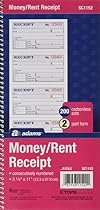 Adams Money and Rent Receipt Book, 2-Part Carbonless, 5 1/4 x 11 Inch Detached, Spiral Bound, 200 Sets per Book (SC1152)