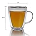 Large Double Walled Glass Coffee Mugs 16 oz, Set of 2, Dishwasher & Microwave Safe Insulated Glass Cups for Coffee, Tea or Cold Drinks by Summit One