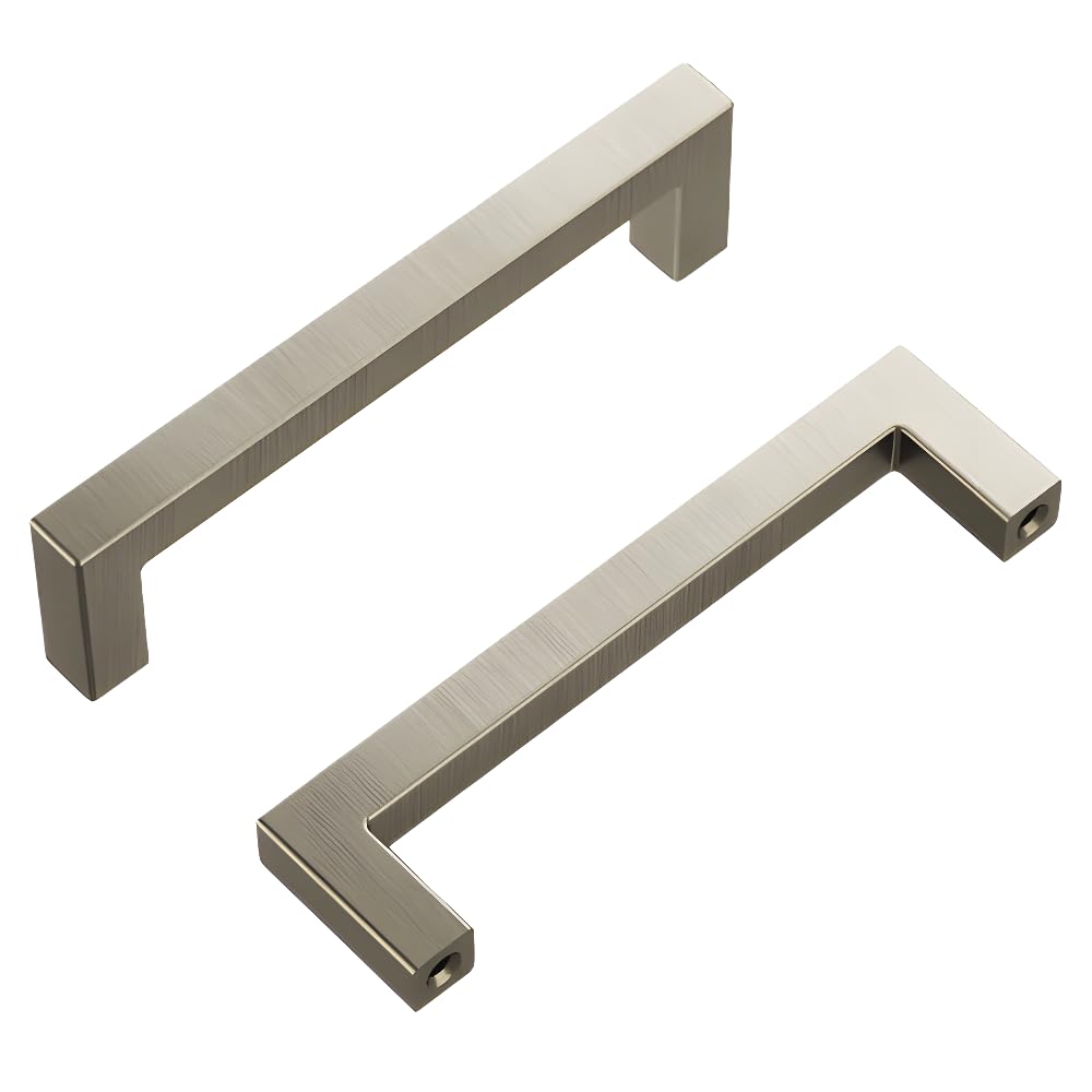 Hickory Hardware 10 Pack Solid Core Kitchen Cabinet Pulls, Luxury Cabinet Handles, Hardware for Doors & Dresser Drawers, 3-3/4 Inch (96mm) Hole Center, Stainless Steel, Skylight Collection