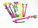 Yansanido Fluent Writting Pen, 12 Pcs 0.5 mm Black Ink Flower Shape Rolling Ball Cute Gel Ink Pen for Student and School Office Supplies (flower)