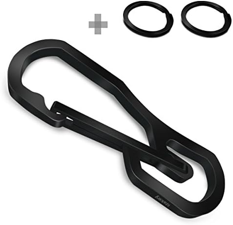 Idakey Full Stainless Steel Anti-Lost Keychain Carabiner Home Keys Tool with 2 Extra Key Rings for Home