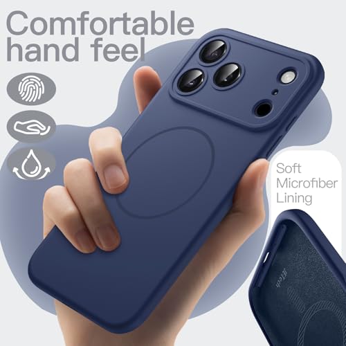 JETech Magnetic Silicone Case for iPhone 17 Pro MAX 6.9 Inch, Compatible with MagSafe, Silky Soft, Shock Absorption Case with Camera Lens Protection (Dark Blue)