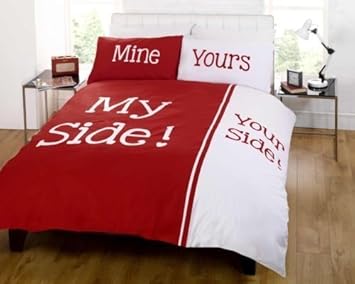 My Side Your Side Double Bettbezug und Zwei Kissenbezüge Bett Set Bettwäsche Bettwäsche, rot
