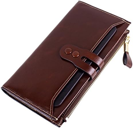 iLapland Women's RFID Blocking Large Capacity Luxury Wax Genuine Leather Clutch Wallet Multi Card Holder Organizer Ladies Purse (Coffee)