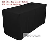 TEKTRUM 4-Feet Long Fitted Table DJ Jacket Cover for Trade Show - Thick/Heavy Duty/Durable Fabric - Black Color (TD-JKT-BLK-4FT)