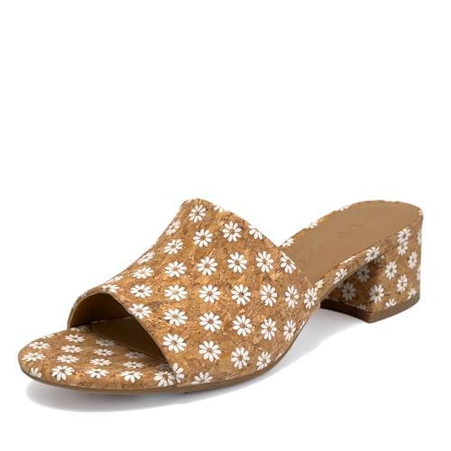 Aerosoles Women's COMO Block Heeled Slide Sandal, Natural Daisy Cork, 6W