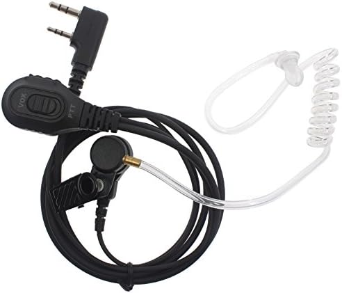 RUKEY 2 Pin Air Covert Acoustic Tube Earpiece Headset with PTT VOX Mic for Kenwood Baofeng Wouxun Linton Puxing Weierwei Quansheng HYT TYT