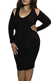 Romastory Women's Winter Plus Size Strapless Long-Sleeved Bodycon Stretch Club Dresses
