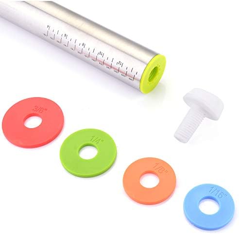 KATELUO Rouleau à Pâtisserie en Acier Inoxydable,Professionelle Rouleau a Patisserie Ajustable avec 4 Disques Réglables & Tapis de Cuisson en Silicone pour Fondant - Cuisine A Vivre KATELUO Rouleau à Pâtisserie en Acier Inoxydable,Professionelle Rouleau a Patisserie Ajustable avec 4 Disques Réglables & Tapis de Cuisson en Silicone pour Fondant