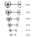 INBLUE Men,Women's 3~8mm 12 PCS Stainless Steel Stud Earrings Silver Tone Ball Bead Set (6 Pairs)