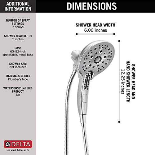 Delta Faucet 5Spray In2ition 2in1 Dual Hand Held Shower Head with