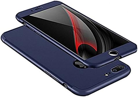 iPhone 7 Plus Case, iPhone 8 Plus Case, 3 in 1 Ultra-Thin Slim Hard Cover 360 Degree Protection Case with Tempered Glass Screen Protector for Apple Iphone 7 Plus/ iPhone 8 Plus 5.5 inch (Navy Blue)