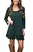MiYang Women's Long Sleeve A-line Lace Stitching Trim Casual Dress M Green