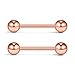 Ruifan 14G 9/16Inch Shiny Ball & Matte Ball & Arrow & Clealr CZ Jeweled Nipple Tongue Shield Ring Barbell Body Piercing Jewelry Retainer 4prs(8pcs) - Rose Gold