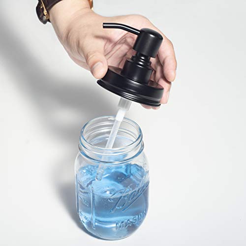 Easy-Tang Clear Glass Soap Dispenser for Kitchen, Bathroom - Refillable Wash Hand Liquid Bottle, 16 Oz Mason Jar with Black Pump Holder, Ideal for Dish Detergent, Essential Oil, Shampoo Lotion - Thumbnail 4