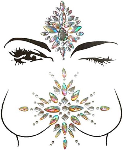 LINNUO Body Stickers Festival Face Gems Face Glitter Rhinestone Temporary Tattoo Jewels for Rave Party Bindi Eyes Girl's DIY Makeup Crystals