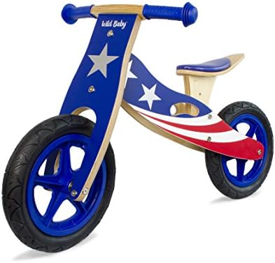 WILD BABY Wooden Balance Running Bike - Upgraded Birch Wood Frame, No Pedal Push Bike Girls and Boys Training Bike for Toddlers and Kids