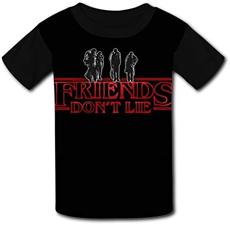 QUANSHI23 Youth 3D Pattern Printed Stran-ger Things Friends Don't Lie Short Sleeve T-Shirts Kids Casual Graphics Tees