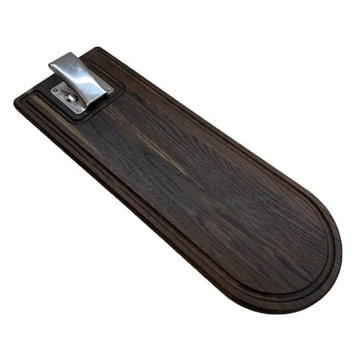 B4K® 570 x 200 x 20 cm Filleting Board Made of Oak Wood Antibacterial Surface Oiled Extra Strong Stainless Steel Clamp Kitchen Board for Filleting Fish Chopping Board for Filleting (Black)