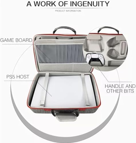 Cenxi Storage Bag For Ps5-Shockproof Hard Shell Bag- Luxury Waterproof Shoulder Playstation 5,Console & Accessories Organizer (Gray)