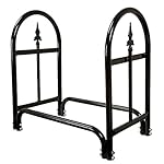 Pure Garden Fireplace Log Rack with Finial Design, Black